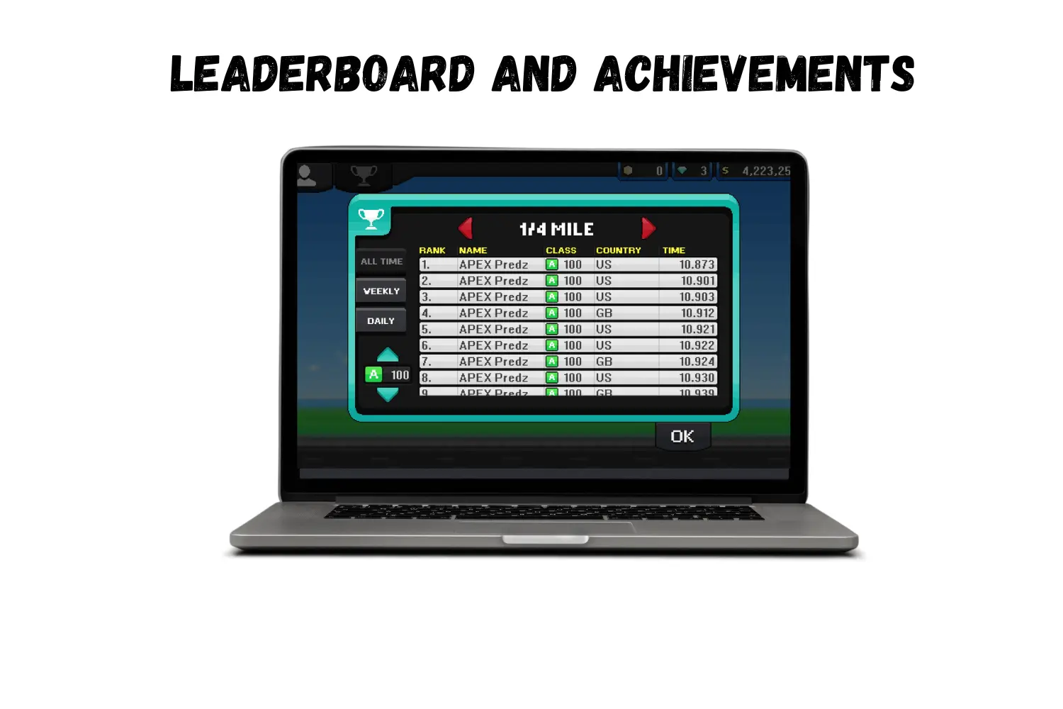 LEADERBOARD AND ACHIEVEMENTS