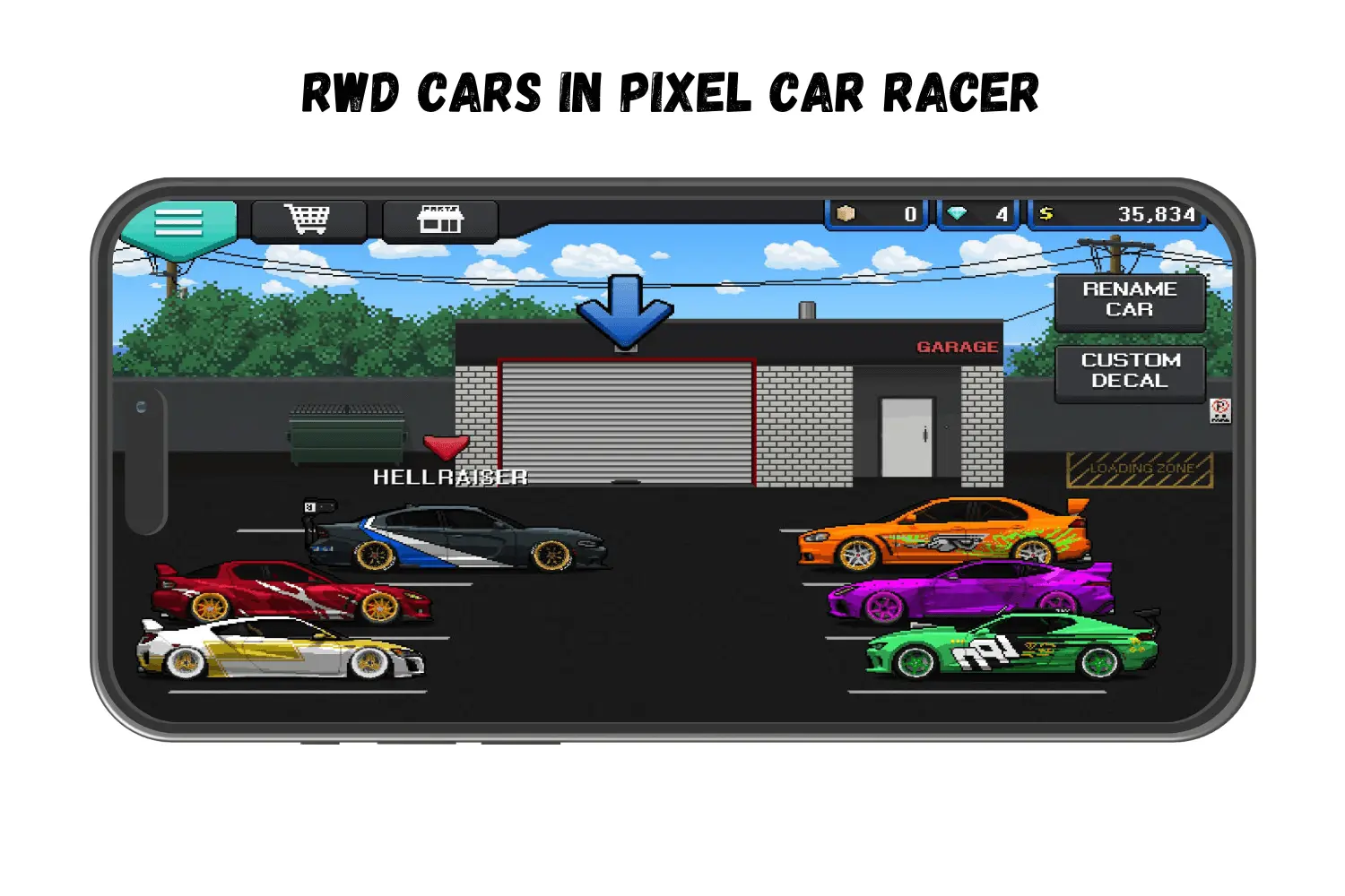 RWD CARS IN PIXEL CAR RACER